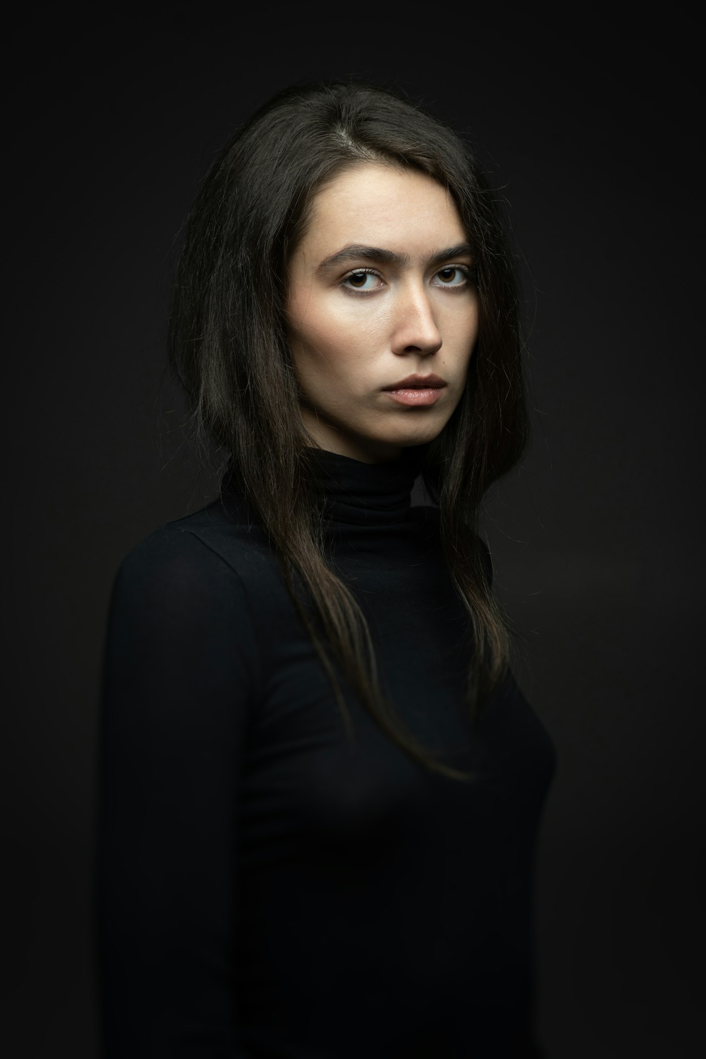 Portrait en studio réglé au posemètre